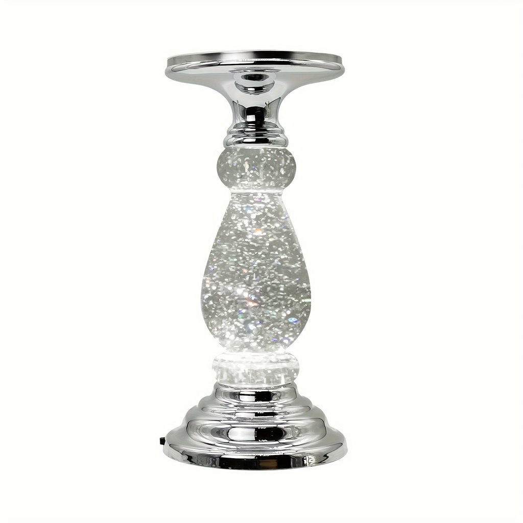 LED Swirling Candle Holder with On/Off Switch – Polished Acrylic Pedestal Base for 3-Wick Candles, Elegant Home Décor & Holiday Gift, Silver & Gold