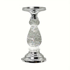 LED Swirling Candle Holder with On/Off Switch – Polished Acrylic Pedestal Base for 3-Wick Candles, Elegant Home Décor & Holiday Gift, Silver & Gold