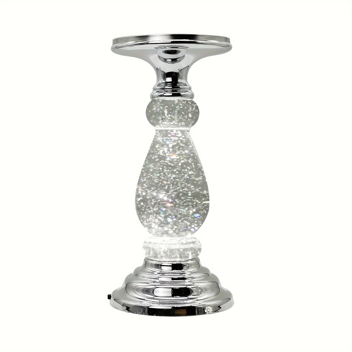 LED Swirling Candle Holder with On/Off Switch – Polished Acrylic Pedestal Base for 3-Wick Candles, Elegant Home Décor & Holiday Gift, Silver & Gold