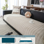 Bohemian Flannel Sofa Seat Cushion Cover Non-Slip Machine Washable Solid Color, Soft Plush Couch Cushion Slipcover for 2/3/4-Seater Sofas, Living Room Bedroom Office Furniture Protector – 3 Colors 3 Sizes