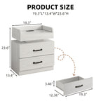 Nightstand with Charging Station LED Lights and 2 Drawers Bedside Table for Bedroom Living Room White Black Grey 1pc or 2pcs Set