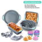Silicone Bakeware Set – 45, 53 or 83-Piece with Cake Molds, Baking Sheet, Donut Pan, Muffin Pan, Baking Cups & Measuring Cups and Spoons