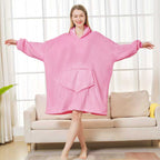 Hoodie Wearable Blanket for Men & Women – Thick Flannel Oversized Sweatshirt Blanket with Pockets, Soft Cozy Warm Winter Lounge Wrap for Adults