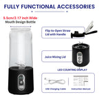 Portable Blender USB-C Rechargeable 6-Blade Stainless Steel – Ice Crush Smoothie Maker with Digital Timer, Battery Display & No-Spill Lid for Gym, Travel & Protein Shakes, Pink or White