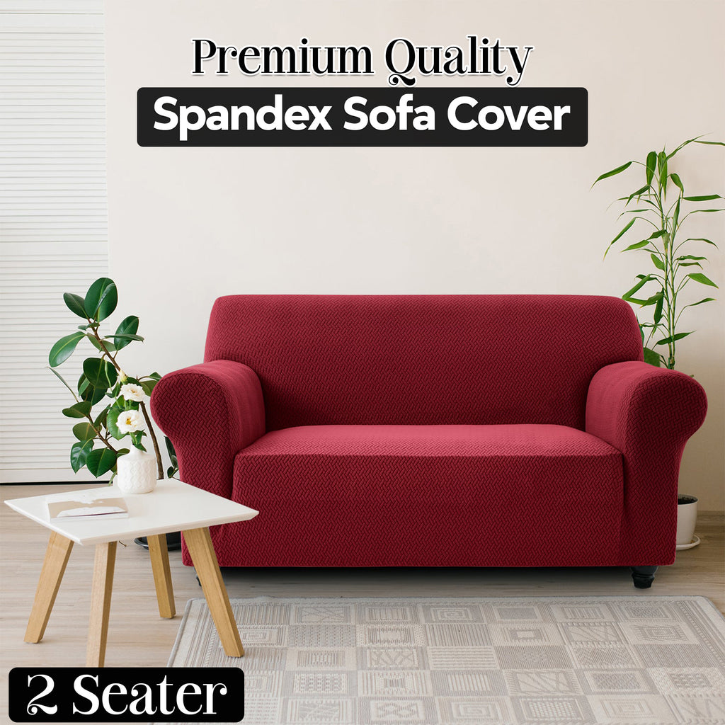 Plush Thick Spandex Sofa Cover Elastic Bottom – Soft Stretchable Couch Slipcover, Non-Slip, Machine Washable, 6 Colors, 2/3 Seater, Living Room Apartment Office Home Decor