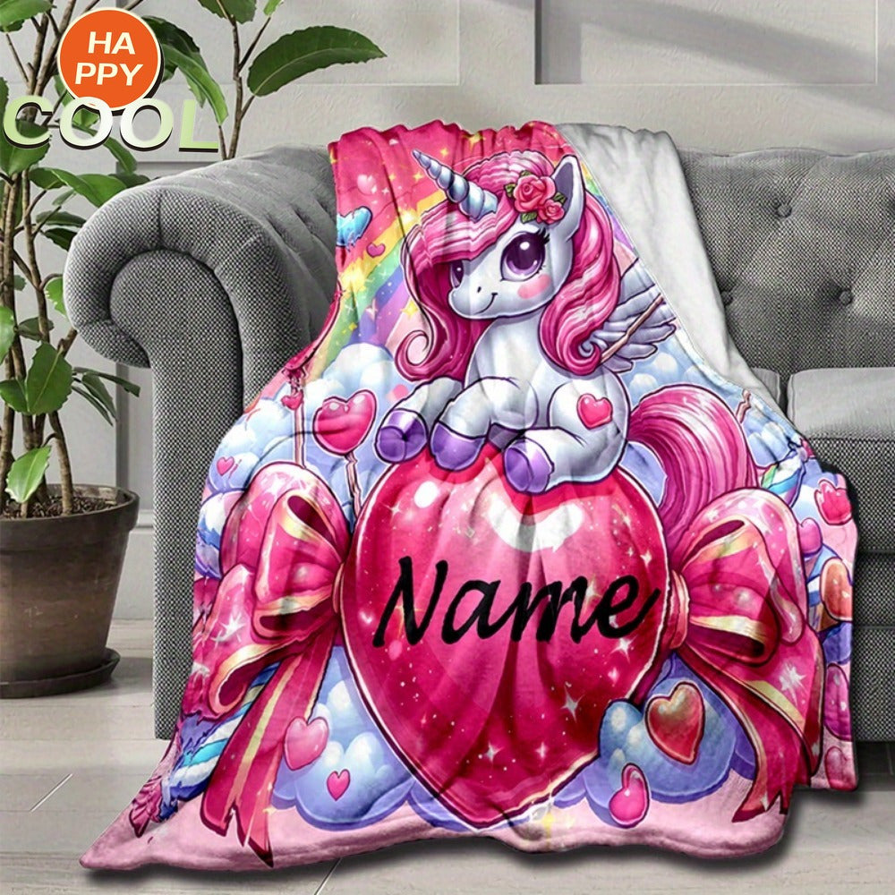 Unicorn Flannel Blanket – Soft Warm Digital Print Fleece Plush Throw for Kids | Machine Washable, Hypoallergenic | 30”×40” | 5 Designs