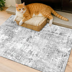 Washable Vintage Abstract Area Rug – Non-Slip, Foldable, Ultra-Soft | Gray | 5 Sizes