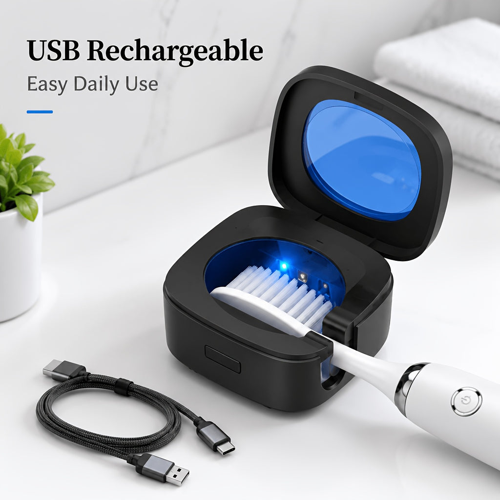 USB Rechargeable Toothbrush Case & Protective Cover – Compact Portable Toothbrush Box with Flip-Top, 200mAh Battery, 4 Colors for Travel Home Dorm & Gifting
