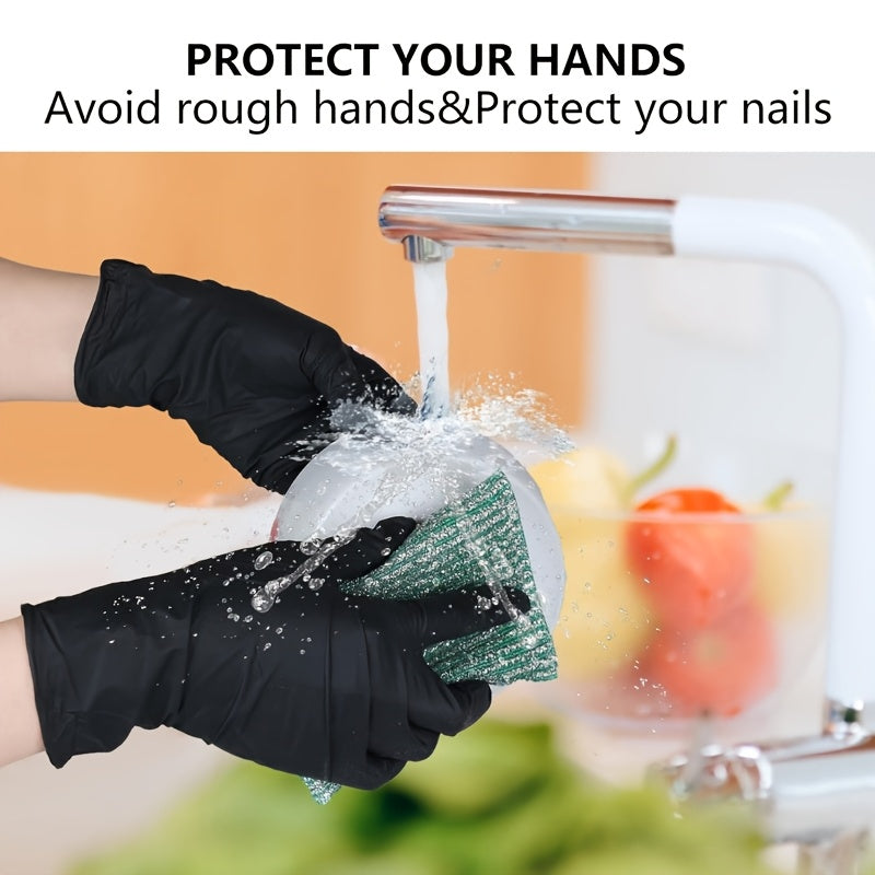 Black Disposable Nitrile Gloves 500PCS 6.7 Mil Thick Latex-Free & Powder-Free – 5 Boxes of 100, Textured Grip for Cooking, Food Handling, Cleaning & Hair Coloring, S/M/L/XXL