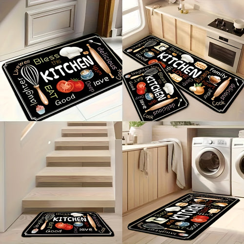 2-Piece Kitchen Floor Mat Set – Diatomaceous Earth Anti-Fatigue Runner Mats, Soft, Absorbent & Easy to Clean for Kitchen, Bathroom, Hallway & Entryway (Dark Gray)