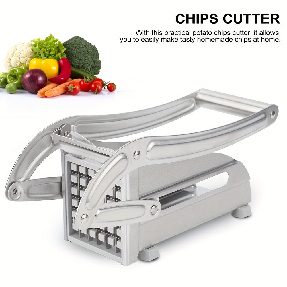 Stainless Steel French Fry Cutter & Vegetable Chopper - Heavy Duty Potato Slicer, Onion Chopper and Food Cutter for Carrots, Cucumbers and More - Essential Kitchen Gadget