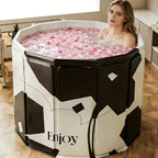 Foldable Adult Soaking Tub & Bath Barrel with Pillow & Drain Hose – Hot & Cold Full Body Soak, Non-Slip Portable Ice Bath Tub for Home, Travel & Small Spaces