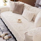 Faux Rabbit Fur Sofa Cover Thick Plush Couch Protector Non-Slip Machine Washable Pet Friendly – 2 3 4 Seater & Armrest Sizes, Floral Design Sofa Slipcover