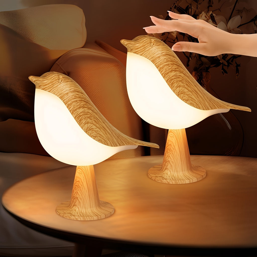 Portable Rechargeable Birchwood Night Light - 3 Color Temps, Dimmable Touch Control, Aromatherapy-Compatible, Hangable, for Bedroom Bedside Camping | Nuvia Haven