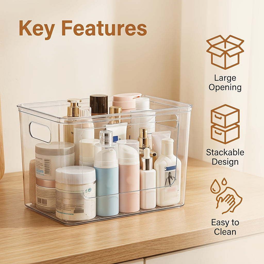 Clear Trash Bag Holder 2-Pack - Stackable Garbage Bag Dispenser for 13/30/33 Gallon Bags, PET Organizer for Under Kitchen Sink, Laundry Room, Pantry & Cabinet Storage
