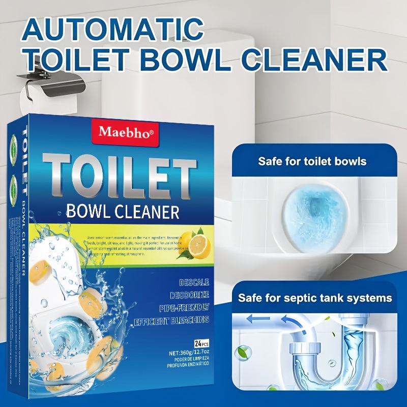 Lemon Toilet Effervescent Cleaning Tablets – Stubborn Stain Remover & Deodorizer, 12pc Cleaning Blocks or 24pc Bubble Tablets
