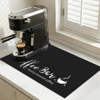 Coffee Bar Mat and Dish Drying Mat - Non-Slip Diatomite Absorbent Kitchen Counter Mat with Coffee Theme Design - Multi-Size Coffee Machine Mat and Kitchen Countertop Accessory
