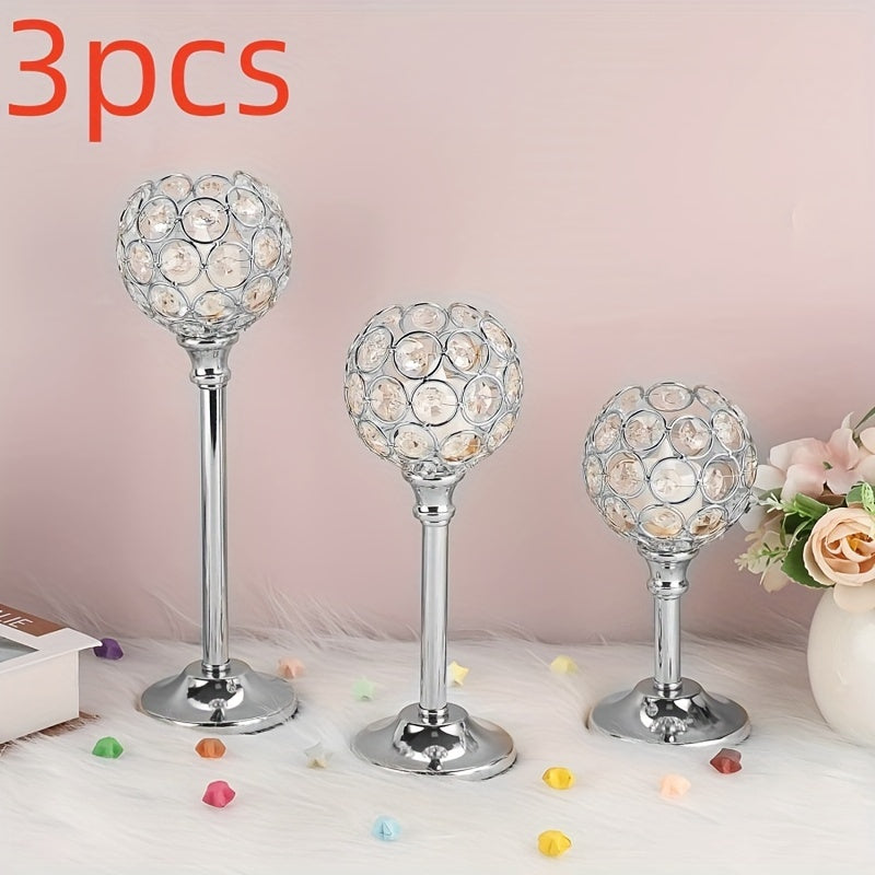 Crystal Candelabra Centerpiece Set of 6 – Elegant Wedding Table Decoration, Candlelit Dinner Photo Props, Birthday Anniversary Party Decor for Home Hotel Banquet (Candles Not Included)