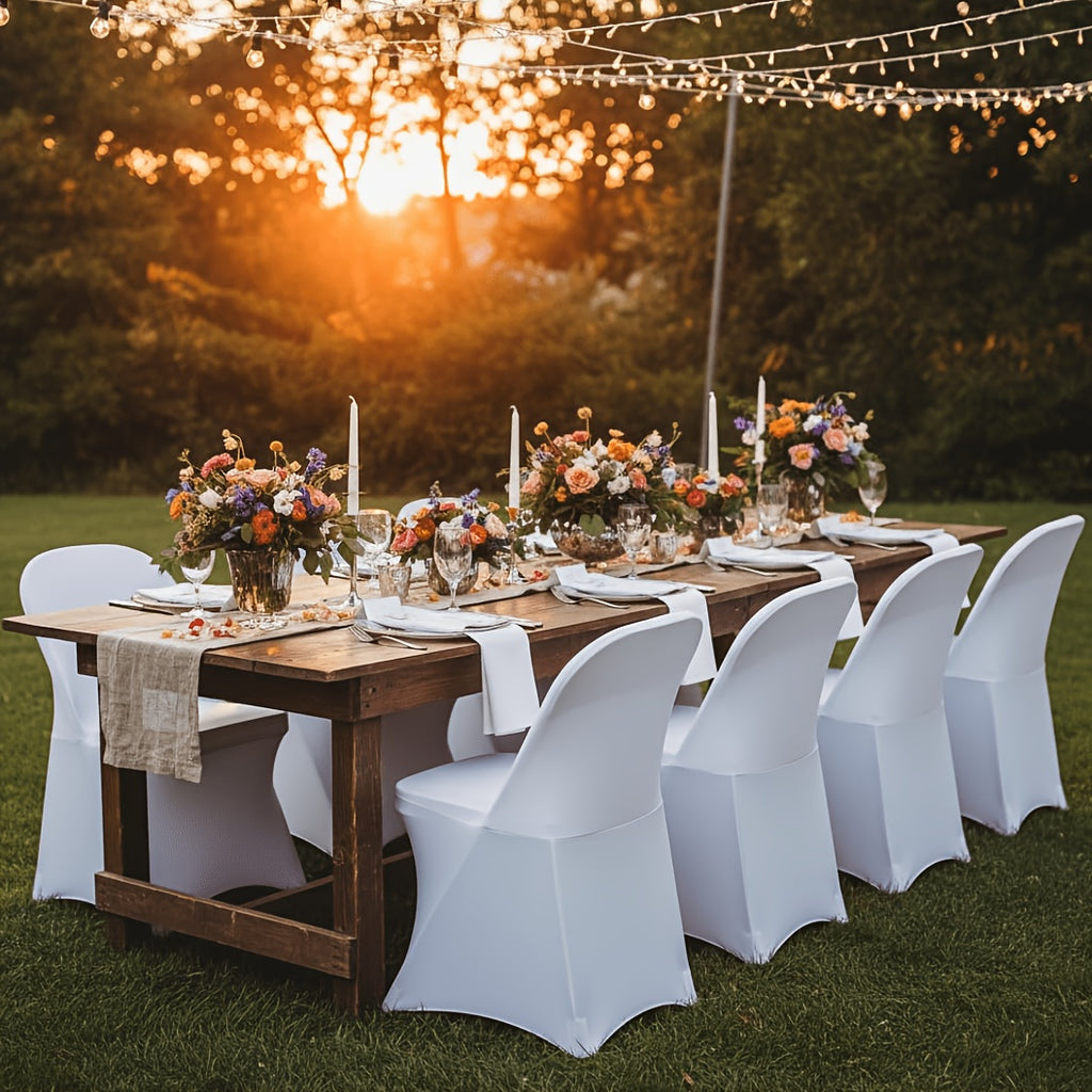 Stretch Spandex Chair Covers 6 12 Pack Machine Washable Wrinkle Resistant - Wedding Banquet Party Event Dining Chair Slipcovers Black White