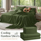 Cooling Bamboo Sheet Sets Deep Pocket 16 Inch Moisture-Wicking Breathable Soft 1800 Thread Count Fitted Sheet Twin Full Queen King All Season