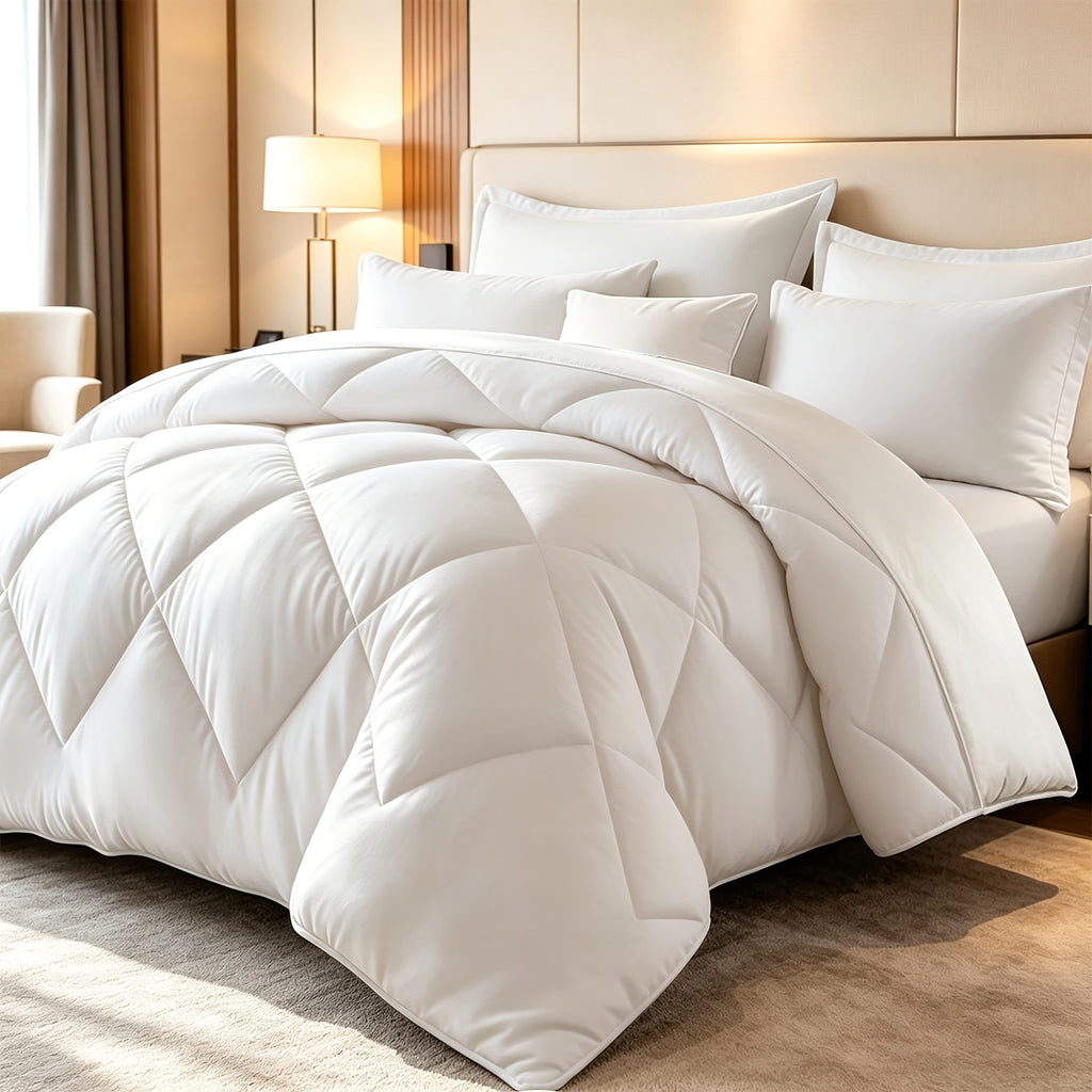 Diamond Pattern Quilt Set 2/3 Piece – Solid Color Lightweight Breathable Ultra-Fine Fiber Comforter with Pillowcases, Soft Easy Care Bedding for Bedroom & Guest Room