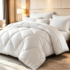Diamond Pattern Quilt Set 2/3 Piece – Solid Color Lightweight Breathable Ultra-Fine Fiber Comforter with Pillowcases, Soft Easy Care Bedding for Bedroom & Guest Room