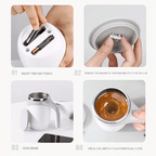 Self Stirring Mug – Electric Magnetic Auto Stirring Coffee Cup in 304 Stainless Steel – Automatic Mix for Coffee, Milk & Protein Shakes – Novelty Gift
