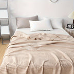 Waffle Cotton Blanket Pure Cotton Multi-Layer Machine Washable Lightweight Throw for Bed Sofa Air Conditioning Summer Cooling Lunch Break Car Use Multiple Sizes and Colors