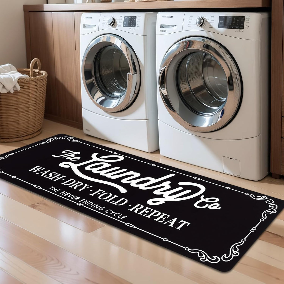 Non-Slip Washable Laundry Room Rug Runner – Rubber Backed Kitchen Mat for Farmhouse, Mudroom, Washroom & Bathroom Decor – Durable Floor Mat Runner