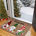 Christmas Gnome Doormat Non-Slip Machine Washable 6mm Thick Holiday Welcome Mat 100% Polyester Winter Home Decoration Indoor Outdoor Entry Rug - 19.6x31.4 and 31x47 Inch