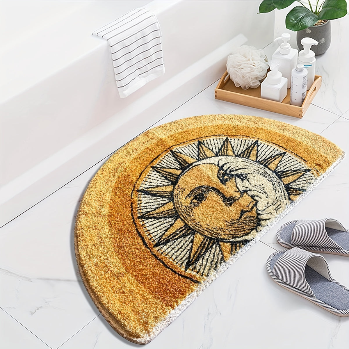 Absorbent Half Round Welcome Mat Non-Slip Indoor Outdoor Door Mat 28x20 Inch Machine Washable Soft Entry Rug for Front Door Bedroom Bathroom