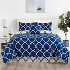 5-Piece Comforter Set – Reversible Quilted Down Alternative Bedding Set with Pillow Shams, Bed Skirt & Cushion | All Season | Twin, Queen, King
