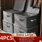 Extra Large Foldable Waterproof Storage Bins 4 or 8 Pack Collapsible Organizer Bags for Clothes Blankets Wardrobe Bedroom Kitchen Books Multi-Purpose