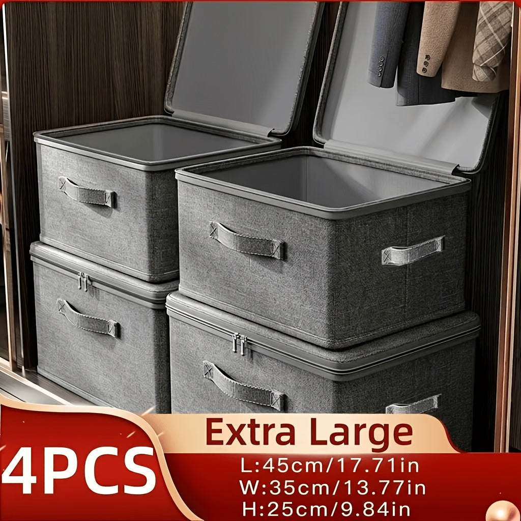 Extra Large Foldable Waterproof Storage Bins 4 or 8 Pack Collapsible Organizer Bags for Clothes Blankets Wardrobe Bedroom Kitchen Books Multi-Purpose