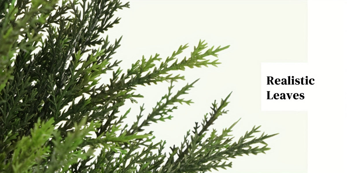 Artificial Cedar Topiary Ball Trees 2 Set UV Resistant Fake Cypress Evergreen Shrub with Ground Spike Faux Plant for Outdoor Porch Garden Yard Indoor Home Decor