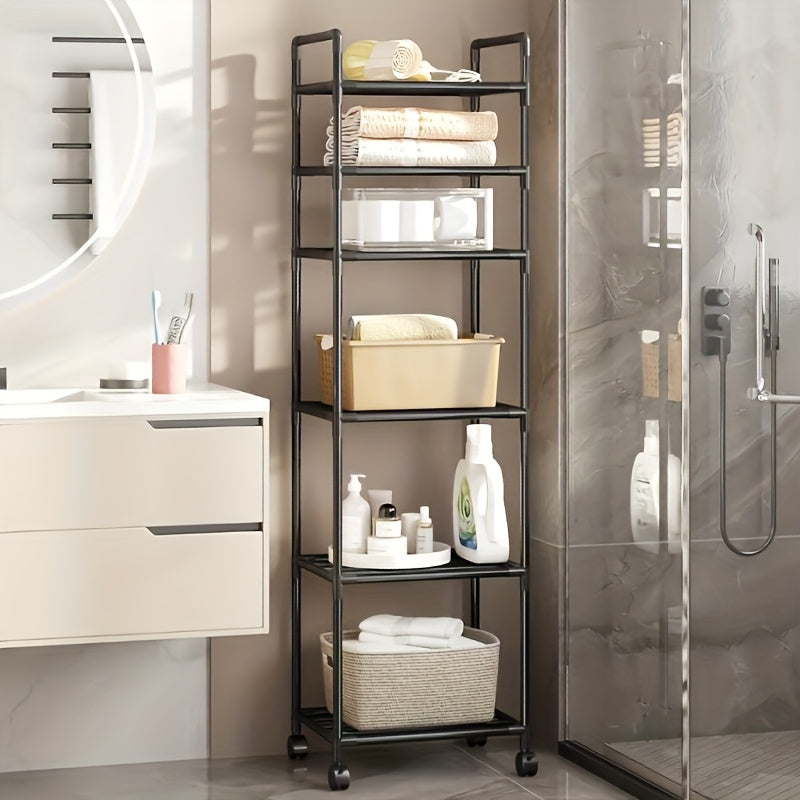 6-Tier Heavy-Duty Freestanding Storage Shelf with Leveling Feet – Stainless Steel Reinforced Shelving Unit for Pantry Kitchen Garage Workshop, Space-Saving Upright Rack, No Installation Required