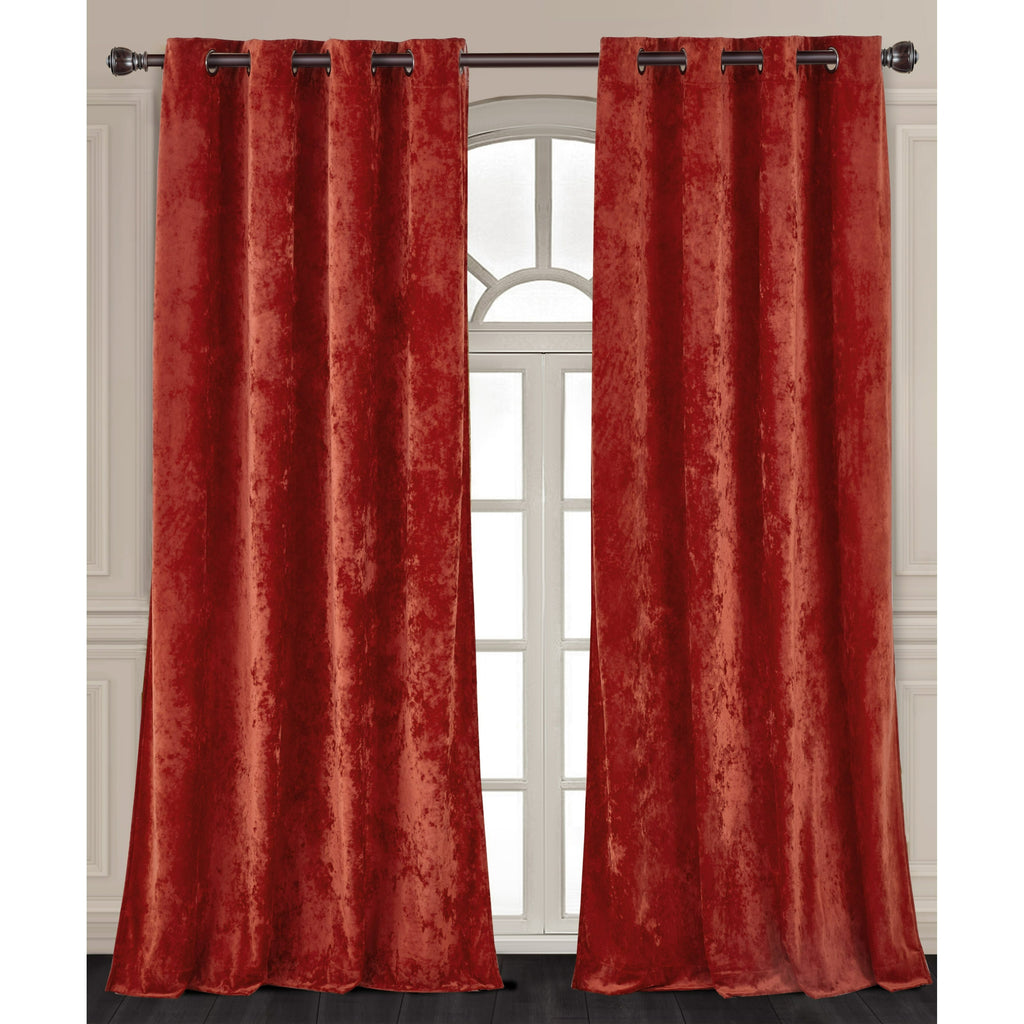 Luxury Distressed Crushed Velvet Curtains - 4-Piece Set (2 Panels + 2 Tiebacks), Grommet Top, Room Darkening | 10 Colors, 3 Sizes