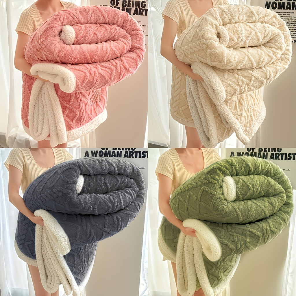 Tufted Sherpa Throw Blanket – Soft Plush Blanket in 4 Colors & 4 Sizes, Machine Washable, for Sofa Bed Couch Living Room & Garden
