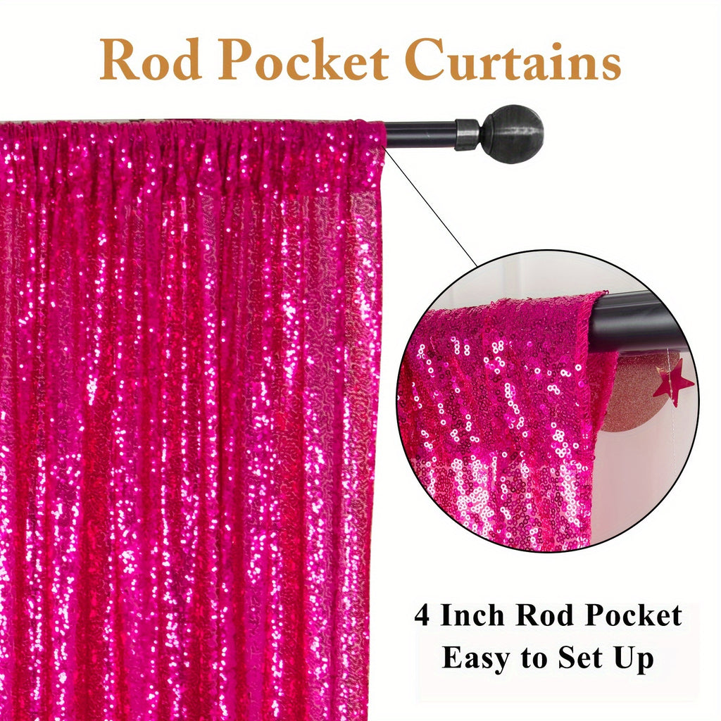 Sequin Backdrop Curtains 4 Panels 2FT x 8FT Glitter Party Decorations for Wedding Birthday Photo Booth Stage Background 30+ Colors