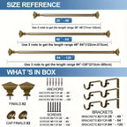 Double Curtain Rod Adjustable 28-48 / 48-84 / 84-120 Inch – 5/8" Front & 1/2" Back Drapery Rod Set with Square Urn Finials & Mounting Hardware | 5 Finishes