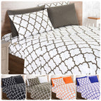 Luxury Microfiber Bed Sheet Set Geometric Trellis Pattern 16 Inch Deep Pockets Fade Wrinkle Resistant Hotel Quality Twin Full Queen King 5 Colors