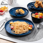 Ceramic Dinnerware Set Modern Matte Porcelain Plates Dishwasher Microwave Oven Safe Scratch Resistant Stoneware Tableware Black Red Blue for Restaurant Kitchen Wedding Gift