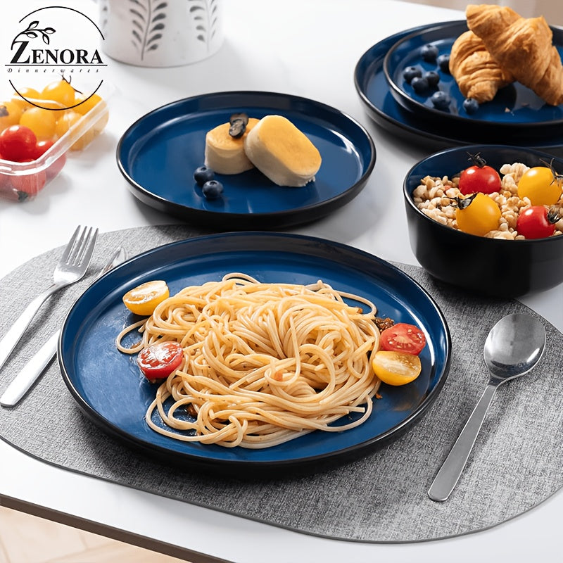Ceramic Dinnerware Set Modern Matte Porcelain Plates Dishwasher Microwave Oven Safe Scratch Resistant Stoneware Tableware Black Red Blue for Restaurant Kitchen Wedding Gift