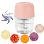 USB Rechargeable Electric Garlic Chopper Mini Portable Food Chopper 6-Blade – Chop Garlic, Ginger, Onion, Chili, Fruits & Meat with One Press | 800mAh Battery