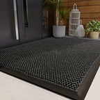 Heavy-Duty All-Weather Scraper Door Mat Non-Slip – Mud & Dirt Scraping Entrance Rug for Entryway, Patio, Garage & High-Traffic Areas, 3 Sizes, Deep Grey & Black