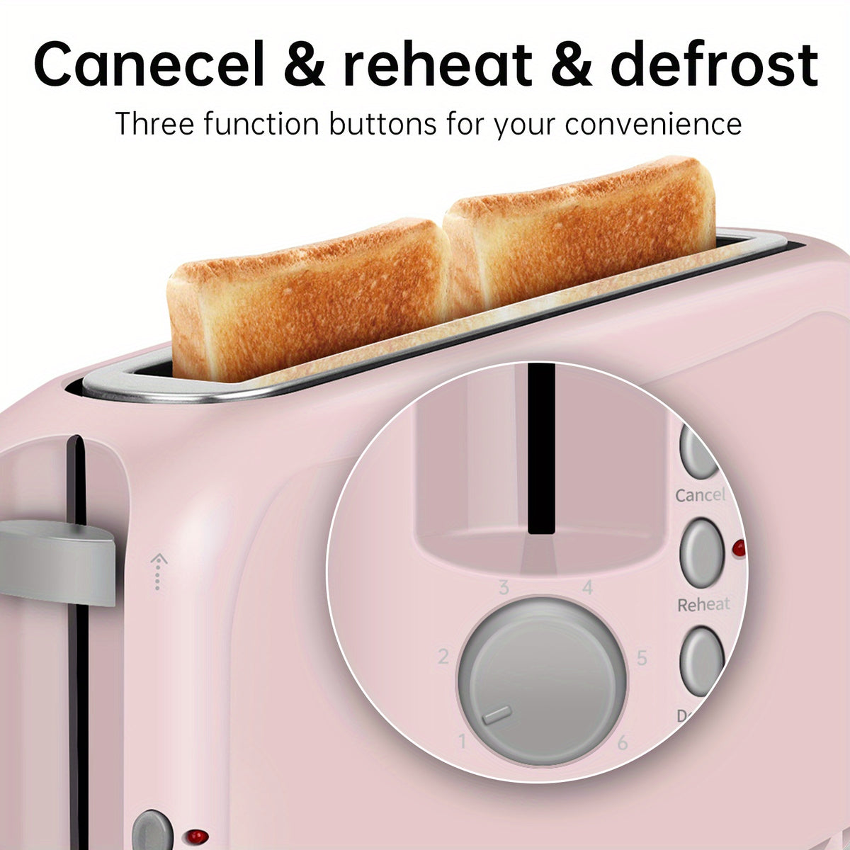 Ultra-Slim 2-Slice Toaster 750W, Wide Slot for Bread Bagels & Waffles, 6 Browning Levels, Cancel Reheat & Defrost, Auto Pop-Up, Removable Crumb Tray – 5 Colors