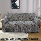 Elastic Sofa Cover with Printed Skirt - Universal Stretch Couch Slipcover Furniture Protector 2 3 4 Seater Living Room Bedroom Office All Seasons