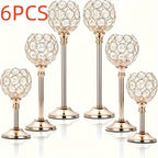 Crystal Candelabra Centerpiece Set of 6 – Elegant Wedding Table Decoration, Candlelit Dinner Photo Props, Birthday Anniversary Party Decor for Home Hotel Banquet (Candles Not Included)