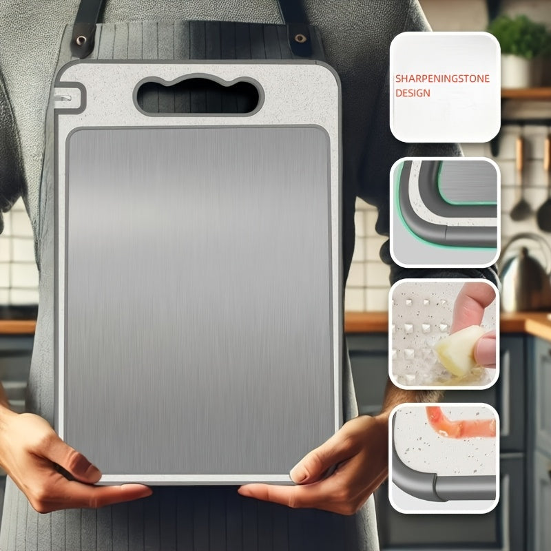 Stainless Steel Double-Sided Chopping Board with Mesh Design – Scratch-Resistant, Non-Slip, Dishwasher Safe Kitchen Cutting Board for Everyday Use & Holiday Meals, Diamond or Smooth Surface
