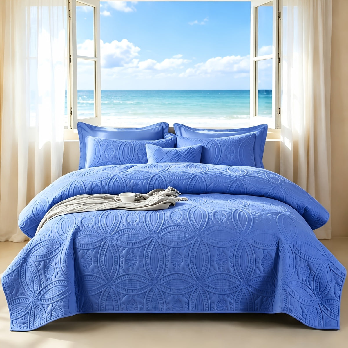 Lightweight Embossed Blanket Set with Pillowcases – Ultra Soft Textured Bed Blanket Twin Queen King, Breathable All Season Blanket for Bedroom Sofa Couch